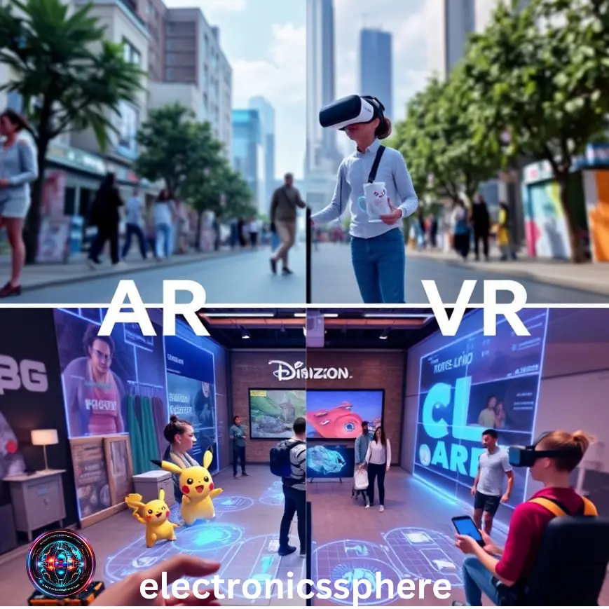 Augmented reality enhances real-world environments by overlaying digital content, while virtual reality immerses users in simulated, computer-generated worlds.